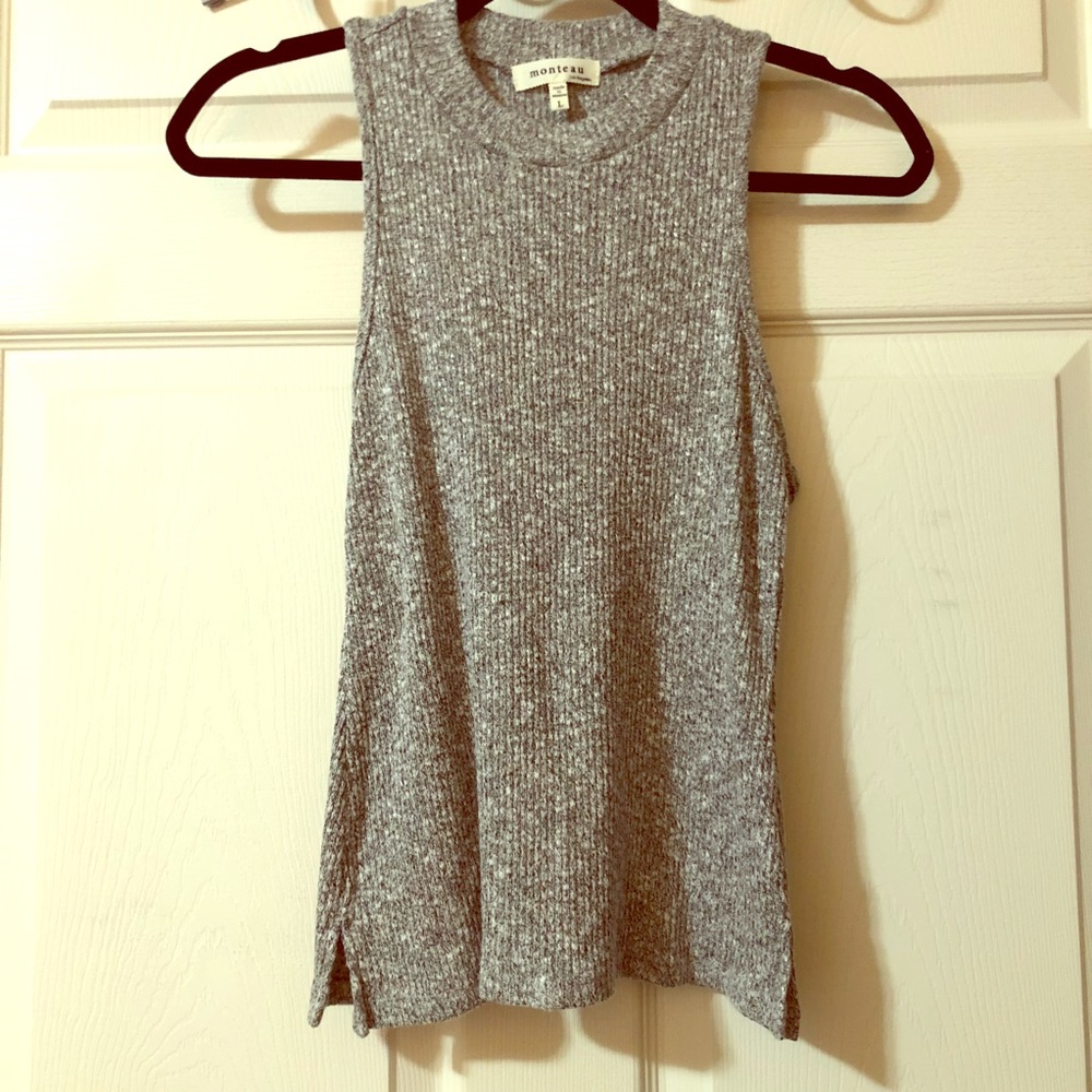Gray Ribbed Tank Top